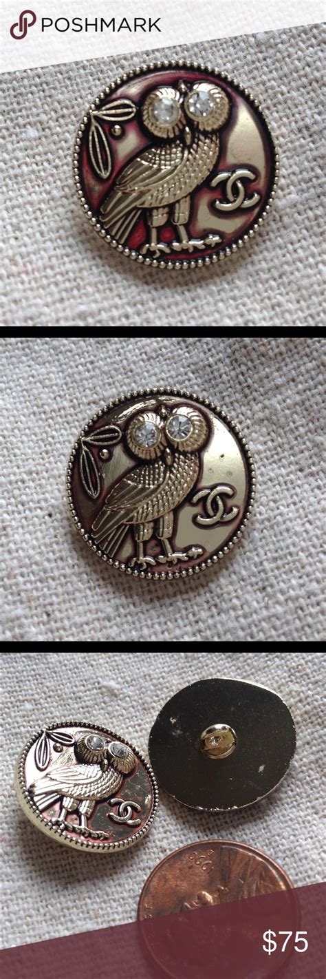 gold chanel buttons|chanel button with owl motif.